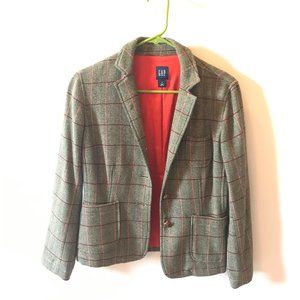 Gap wool tweed plaid blazer